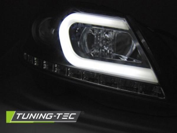 Scheinwerfer LED Tagfahrlicht Optik für Mercedes C-Klasse W204 Bj. 11-15 Schwarz