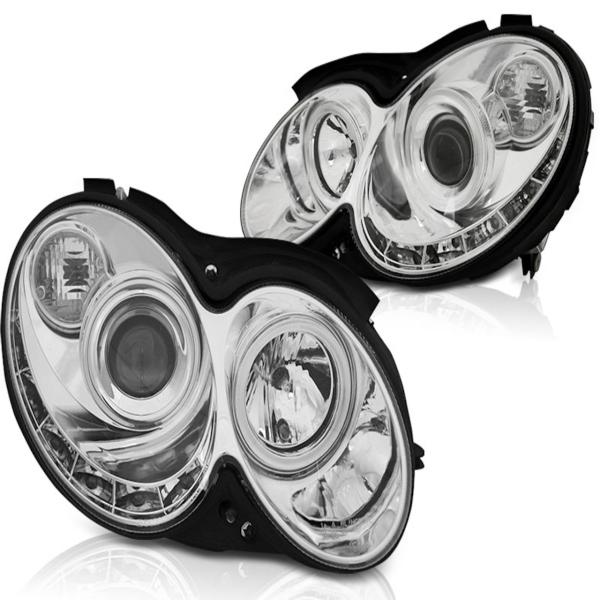 LED Tagfahrlicht Design Scheinwerfer für Mercedes Benz CLK W209 03-10 chrom