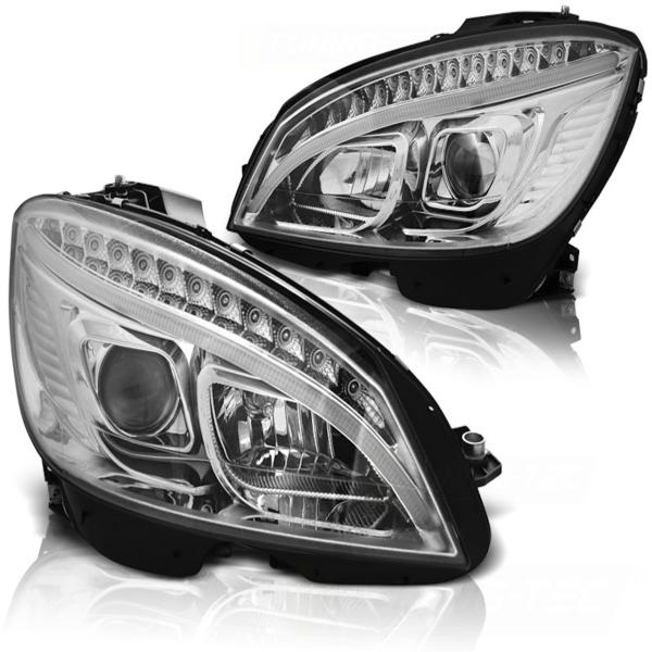 Scheinwerfer LED Tagfahrlicht Optik für Mercedes C-Klasse W204 07-10 Chrom LTI