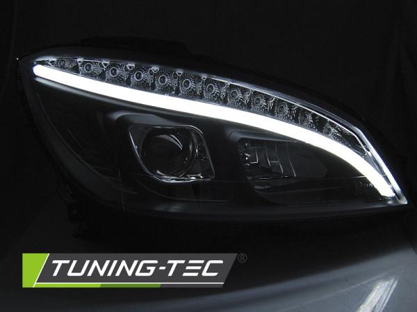 Scheinwerfer Tagfahrlicht Optik für Mercedes W204 Bj. 07-11 Schwarz LED Blinker