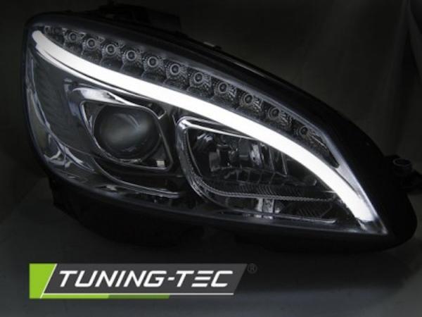 Scheinwerfer LED Tagfahrlicht Optik für Mercedes C-Klasse W204 07-10 Chrom LTI