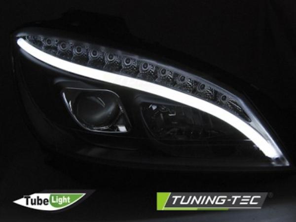 Scheinwerfer LED Tagfahrlicht Optik für Mercedes C-Klasse W204 07-10 Schwarz LTI