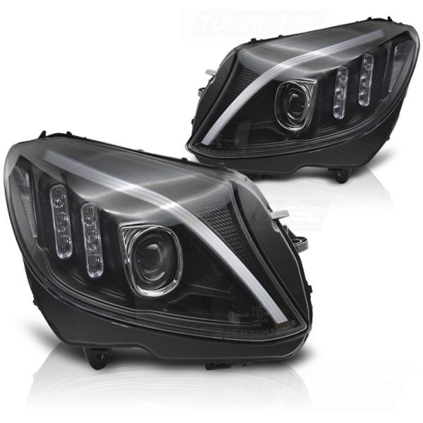 Scheinwerfer DRL LED Tagfahrlicht für Mercedes C-Klasse W205 Bj. 14-18 Schwarz