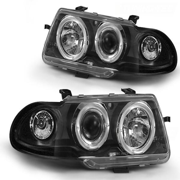 Scheinwerfer Angel Eyes für Opel Astra F Bj. 91-94 Schwarz