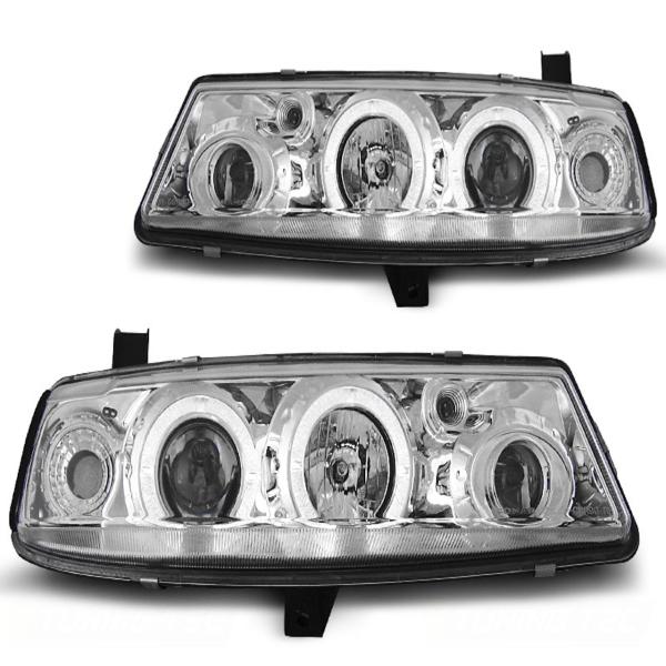 Scheinwerfer Angel Eyes für Opel Calibra Bj. 90-97 Chrom