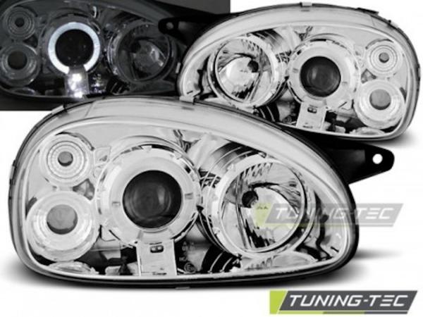 Scheinwerfer Angel Eyes für Opel Corsa B Bj. 93-00 Chrom