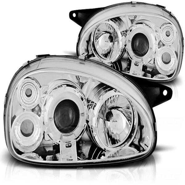 Scheinwerfer Angel Eyes für Opel Corsa B Bj. 93-00 Chrom
