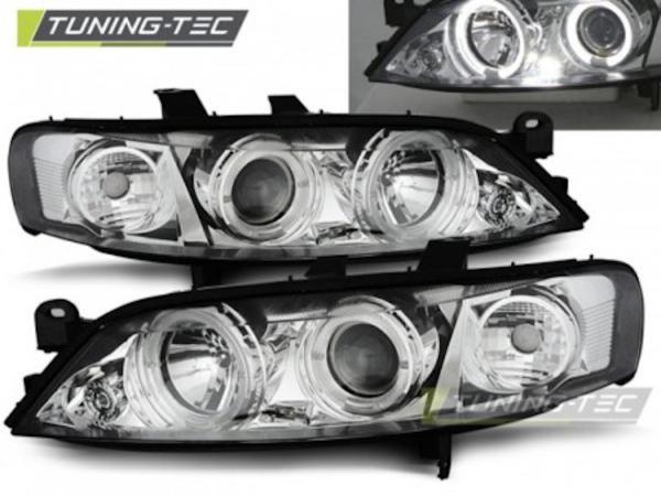 Scheinwerfer Angel Eyes für Opel Vectra B Facelift Bj. 99-02 Chrom