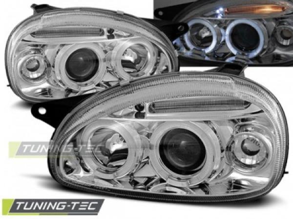 Scheinwerfer Angel Eyes für Opel Corsa B Bj. 93-00 Chrom