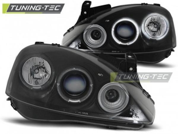 Scheinwerfer Angel Eyes für Opel Corsa C Bj. 00-06 Schwarz