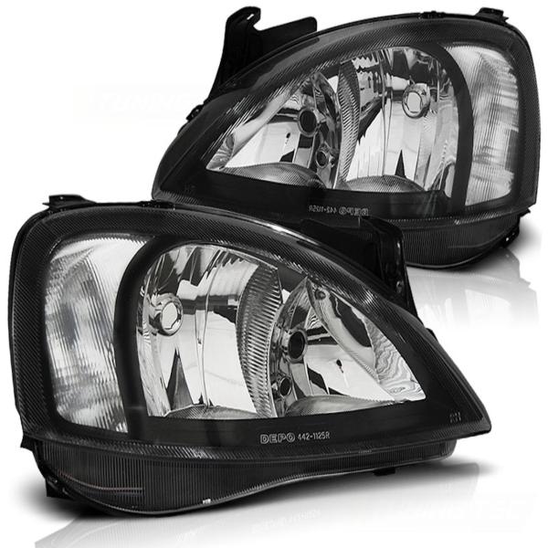 Scheinwerfer Klarglas für Opel Corsa C Bj. 00-06 Schwarz