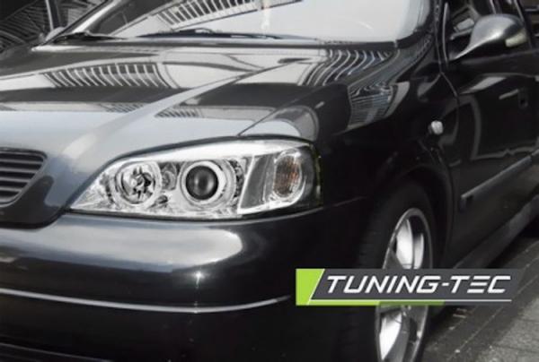 Scheinwerfer Angel Eyes für Opel Astra G Bj. 98-05 Chrom