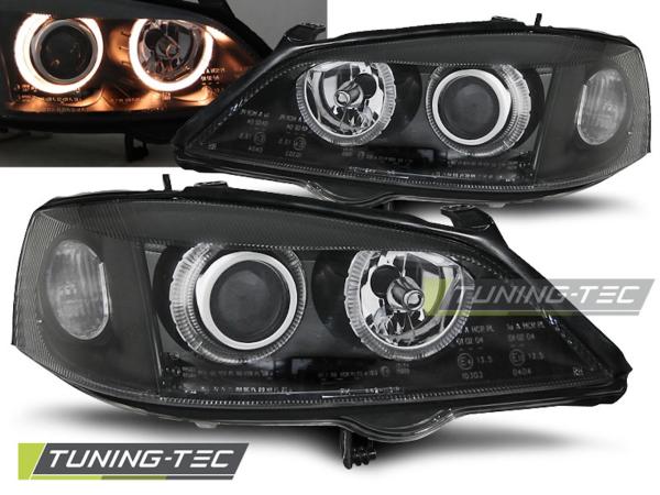 Scheinwerfer Angel Eyes für Opel Astra G Bj. 98-05 Schwarz