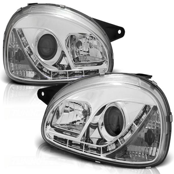 Scheinwerfer LED Tagfahrlicht für Opel Corsa B Bj. 93-00 Chrom