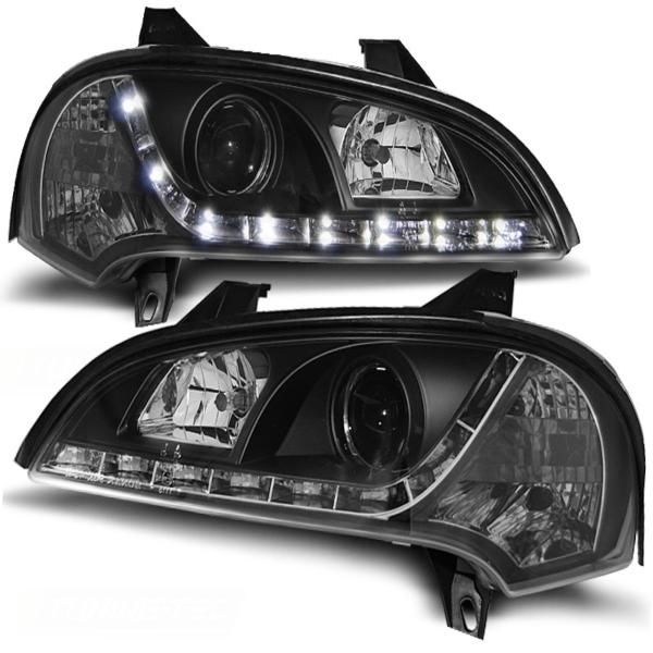 Scheinwerfer LED Tagfahrlicht Optik für Opel Tigra A Bj. 94-00 Schwarz