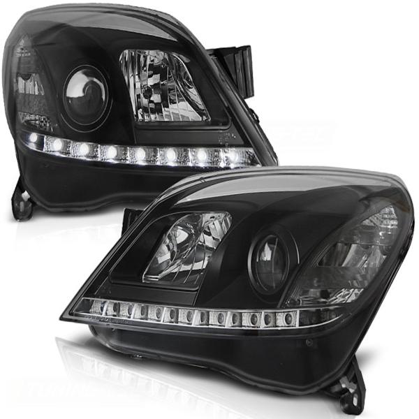 Scheinwerfer LED Tagfahrlicht Optik für Opel Astra H Bj. 04-09 Schwarz