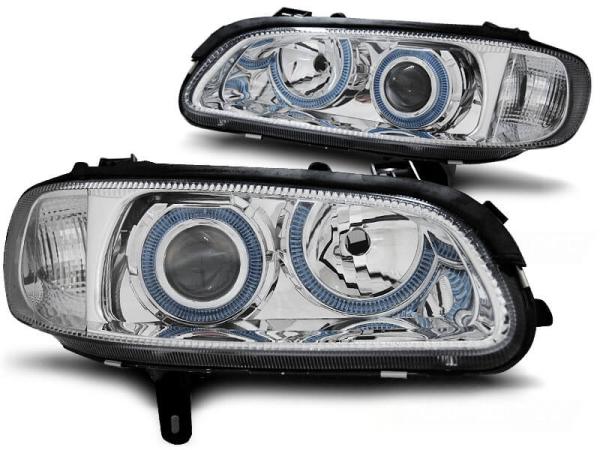 Scheinwerfer Angel Eyes für Opel Omega B Bj. 94-99 Chrom