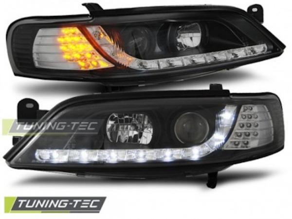 Scheinwerfer LED Tagfahrlicht Optik für Opel Vectra B 95-98 Schwarz LED Blinker