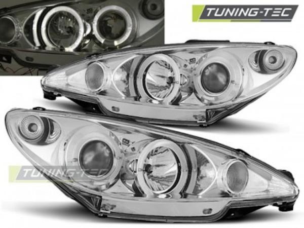 Scheinwerfer Angel Eyes für Peugeot 206 Bj. 98-06 Chrom H7