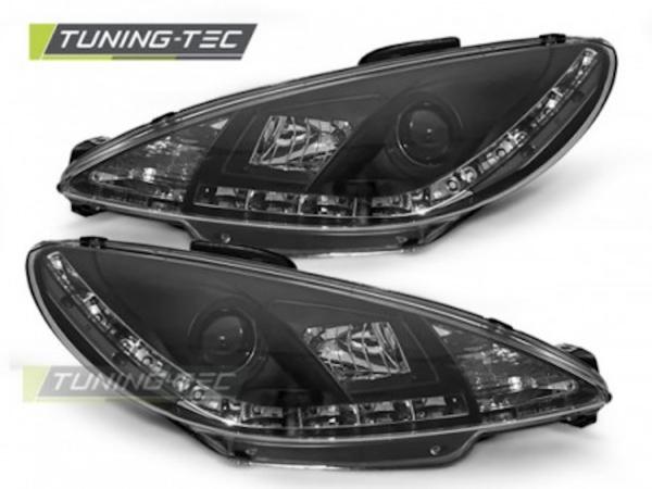 Scheinwerfer LED Tagfahrlicht Optik für Peugeot 206 Bj. 98-06 Schwarz