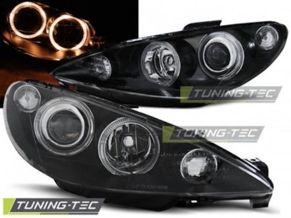 Scheinwerfer Angel Eyes für Peugeot 206 Bj. 98-06 Schwarz