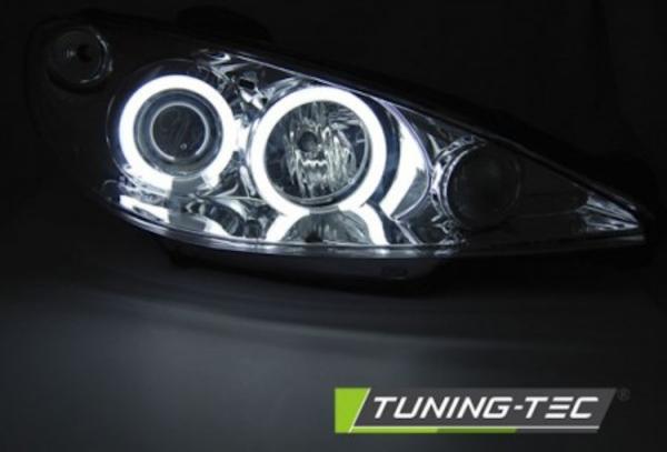 Scheinwerfer CCFL Angel Eyes für Peugeot 206 Bj. 98-06 Chrom