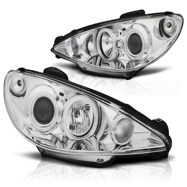 Scheinwerfer CCFL Angel Eyes für Peugeot 206 Bj. 98-06 Chrom