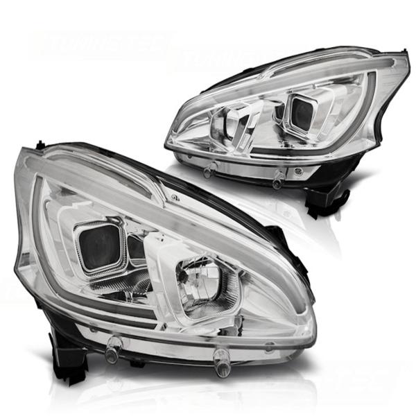 Scheinwerfer LED Tagfahrlicht Optik für Peugeot 208 Bj. 12-15 Chrom LTI