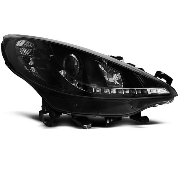 Scheinwerfer LED Tagfahrlicht Optik für Peugeot 207 Bj. 06-12 Schwarz