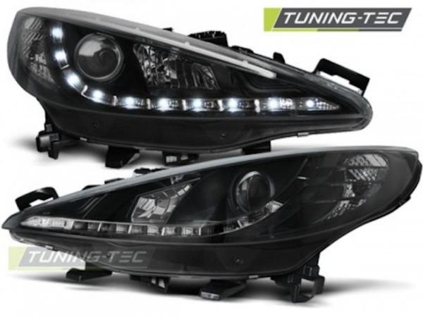 Scheinwerfer LED Tagfahrlicht Optik für Peugeot 207 Bj. 06-12 Schwarz