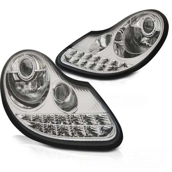 Scheinwerfer LED Tagfahrlicht Optik für Porsche Boxster 986 / 911 996 Chrom