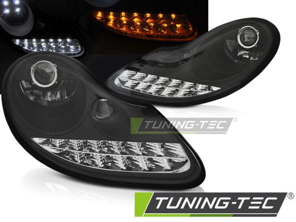 Scheinwerfer LED Tagfahrlicht Optik für Porsche Boxster 986 / 911 996 Schwarz