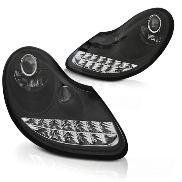 Scheinwerfer LED Tagfahrlicht Optik für Porsche Boxster 986 / 911 996 Schwarz