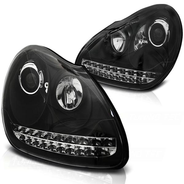 Xenon Scheinwerfer LED Tagfahrlicht Optik für Porsche Cayenne 955 02-06 Schwarz