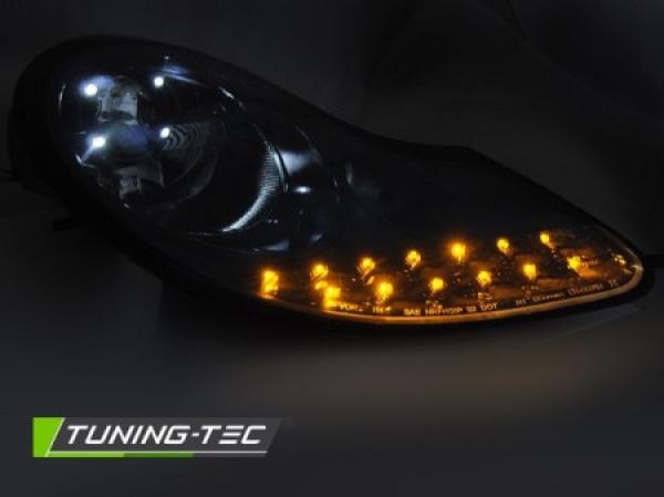 Scheinwerfer LED Tagfahrlicht Optik für Porsche Boxster 986 /911 996 Black Glanz