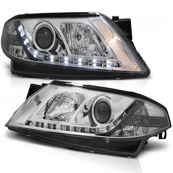 Scheinwerfer LED Tagfahrlicht Optik für Renault Laguna 2 Bj. 01-05 Chrom