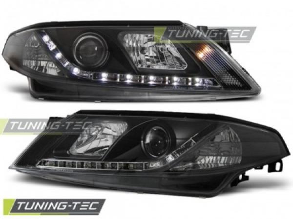 Scheinwerfer LED Tagfahrlicht Optik für Renault Laguna 2 Bj. 01-05 Schwarz