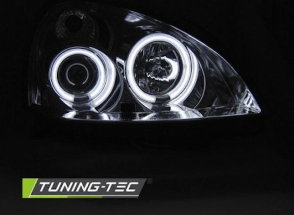 Scheinwerfer CCFL Angel Eyes für Renault Clio 2 Bj. 01-05 Chrom