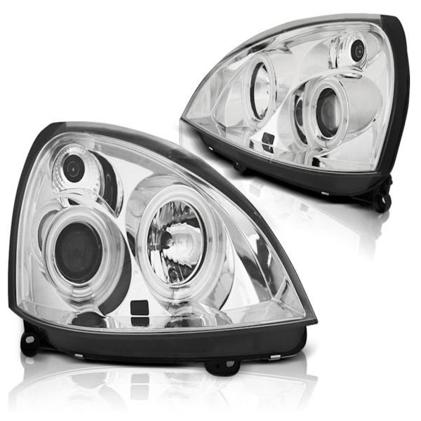 Scheinwerfer CCFL Angel Eyes für Renault Clio 2 Bj. 01-05 Chrom