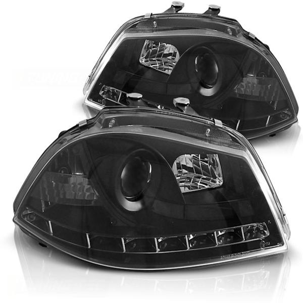 Scheinwerfer LED Tagfahrlicht Optik für Seat Ibiza 6L / Cordoba 6L 02-09 Schwarz