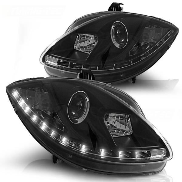 Scheinwerfer LED Tagfahrlicht Optik für Seat Leon 1P / Altea 5P 04-09 Schwarz