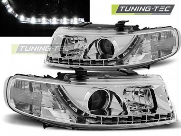 Scheinwerfer LED Tagfahrlicht Optik für Seat Leon 1M / Toledo 1M Bj. 99-06 Chrom