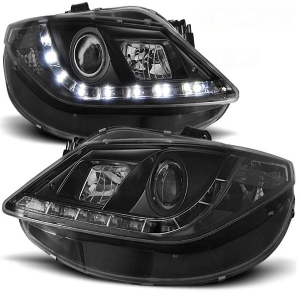Scheinwerfer LED Tagfahrlicht Optik für Seat Ibiza 6J Bj. 08-12 Schwarz