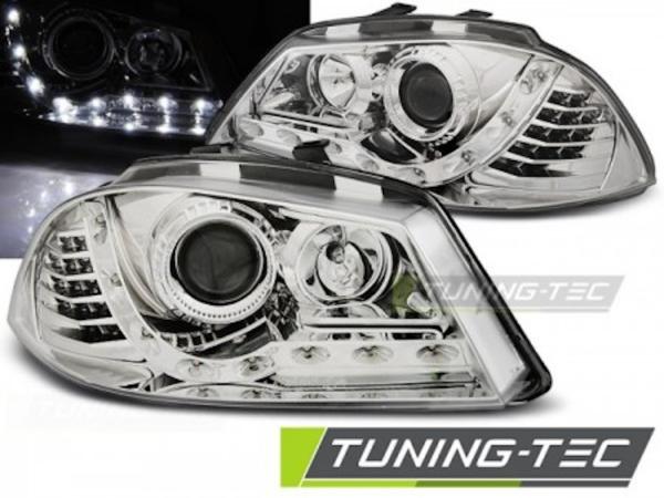 Scheinwerfer LED Tagfahrlicht Optik für Seat Ibiza 6L 02-09 Chrom LED Blinker