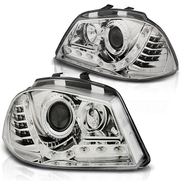 Scheinwerfer LED Tagfahrlicht Optik für Seat Ibiza 6L 02-09 Chrom LED Blinker