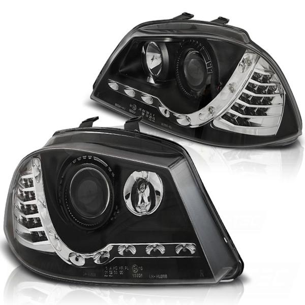 Scheinwerfer LED Tagfahrlicht Optik für Seat Ibiza 6L 02-09 Schwarz LED Blinker