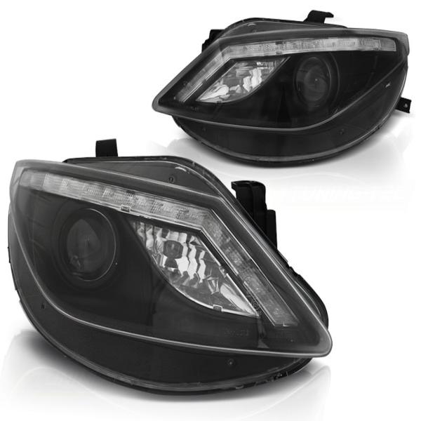 Scheinwerfer LED Tagfahrlicht Optik für Seat Ibiza 6J Bj. 08-12 Schwarz