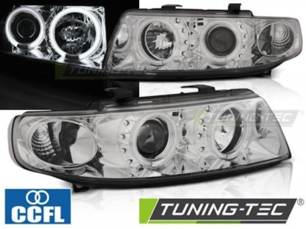 Scheinwerfer CCFL Angel Eyes für Seat Leon 1M / Toledo 1M Bj. 99-06 Chrom