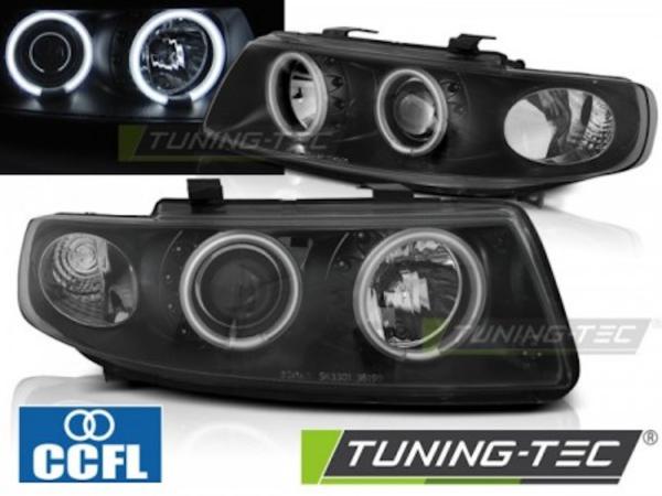 Scheinwerfer CCFL Angel Eyes für Seat Leon 1M / Toledo 1M Bj. 99-06 Schwarz