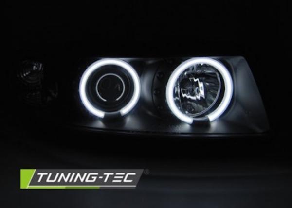 Scheinwerfer CCFL Angel Eyes für Seat Leon 1M / Toledo 1M Bj. 99-06 Schwarz